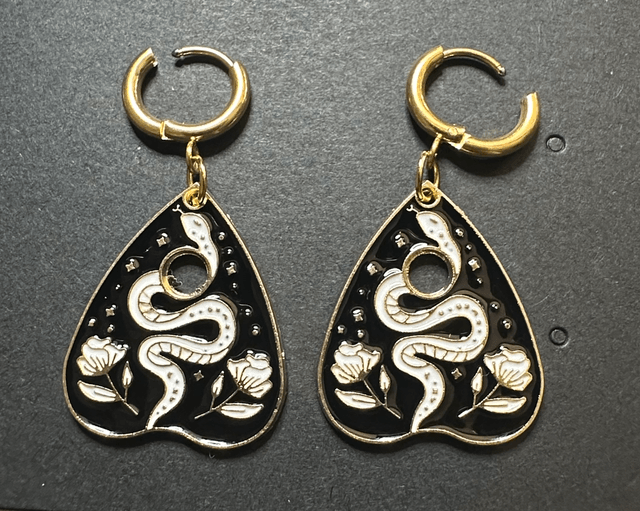 Snake Planchette Earrings - Huggie Hoops
