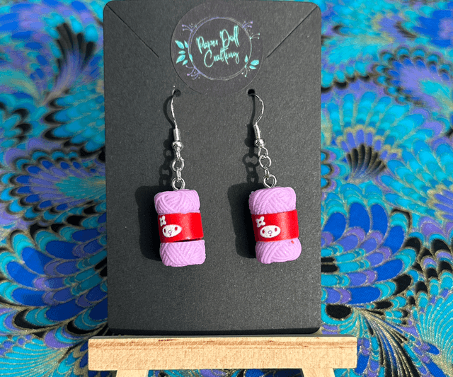Acrylic Wool Ball Earrings