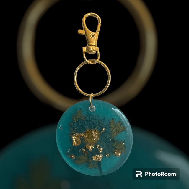 Blue Resin Floral Keyring 