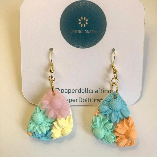 Spring Flowers 3D Polymer Clay Earrings