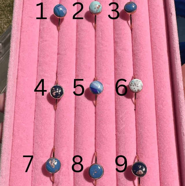 Adjustable Rose Gold Stainless Steel Polymer Clay Ring 