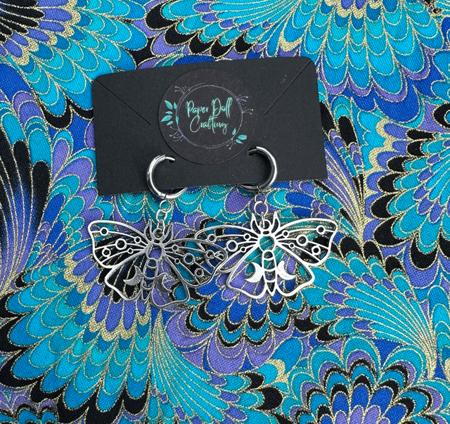 Silver Moth Huggy Hoop Earrings