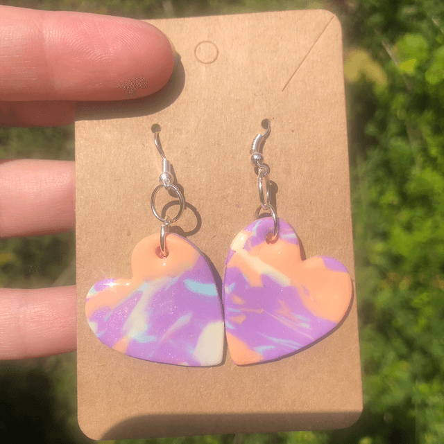 Pastel Mix Heart Polymer Clay Earrings