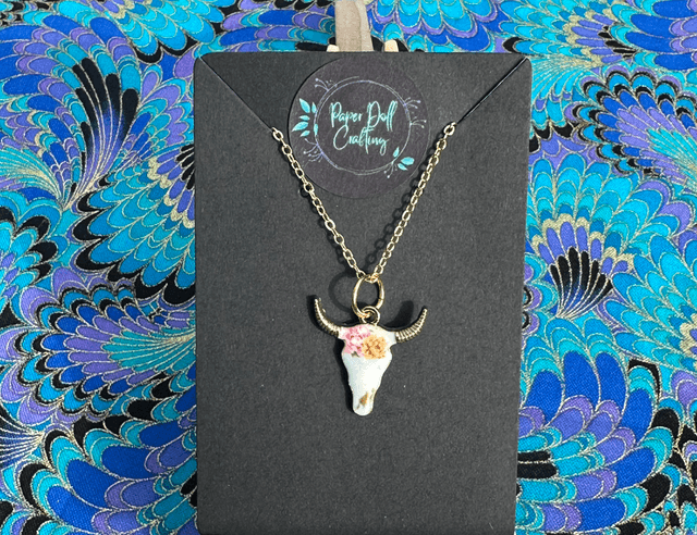 Floral Longhorn Necklace on Chain