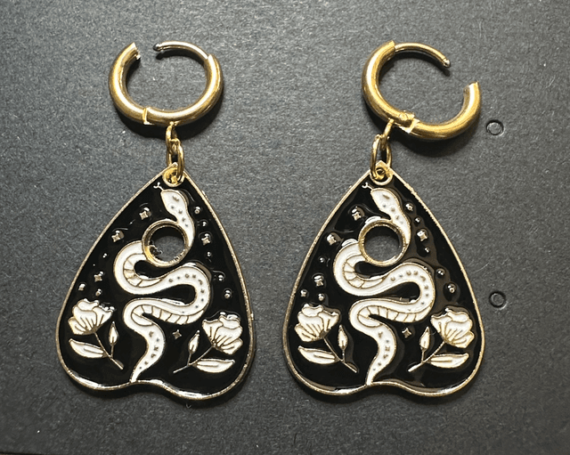 Snake Planchette Earrings - Huggie Hoops