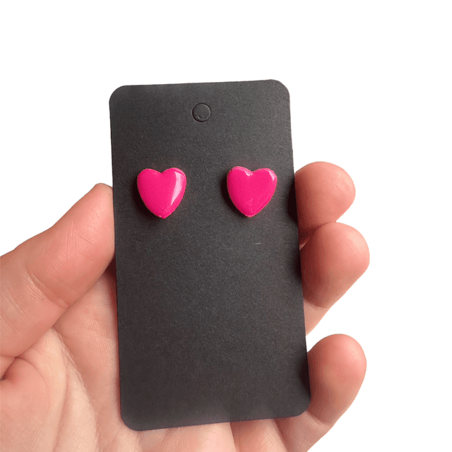 Small Pink Polymer Clay Heart Studs 