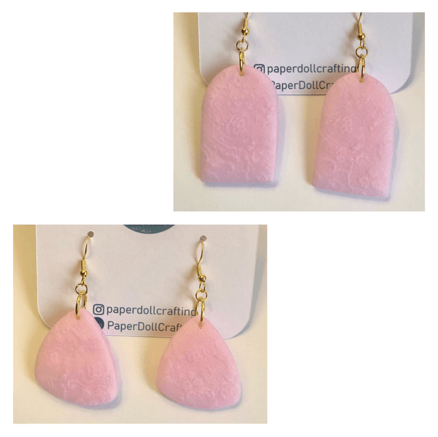 Pale Pink Lace Polymer Clay Earrings