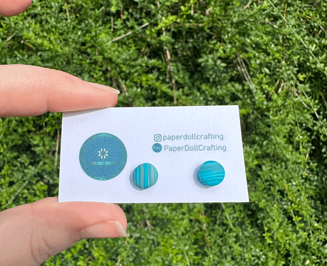 Petite Grey and Turquoise Stud Earrings