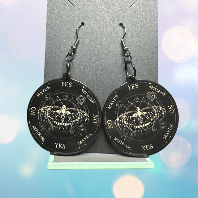 Round Moth Ouija Disc Earrings