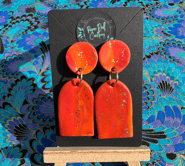 Sunset Arch Stud Earrings with Gold Leaf