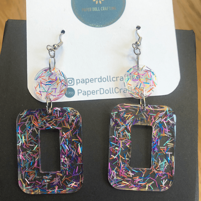 Large Confetti Resin Earrings